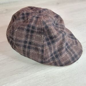 Lids Mens Size L/XL Peaked Newsboy Driver Cap Hat Wool Blend Brown Black…